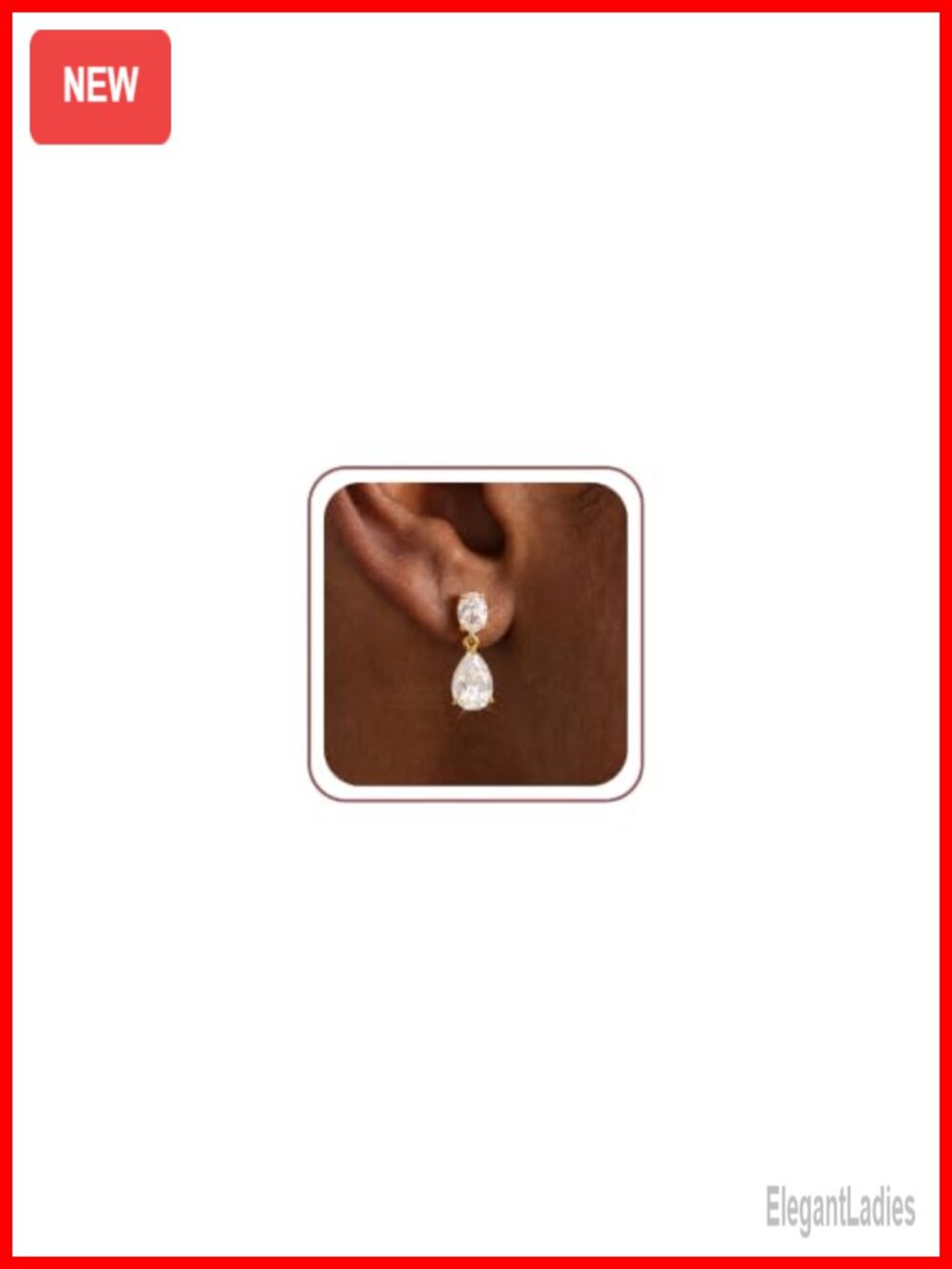14K Gold Plated Drop Earrings Cubic Zirconia Dangle